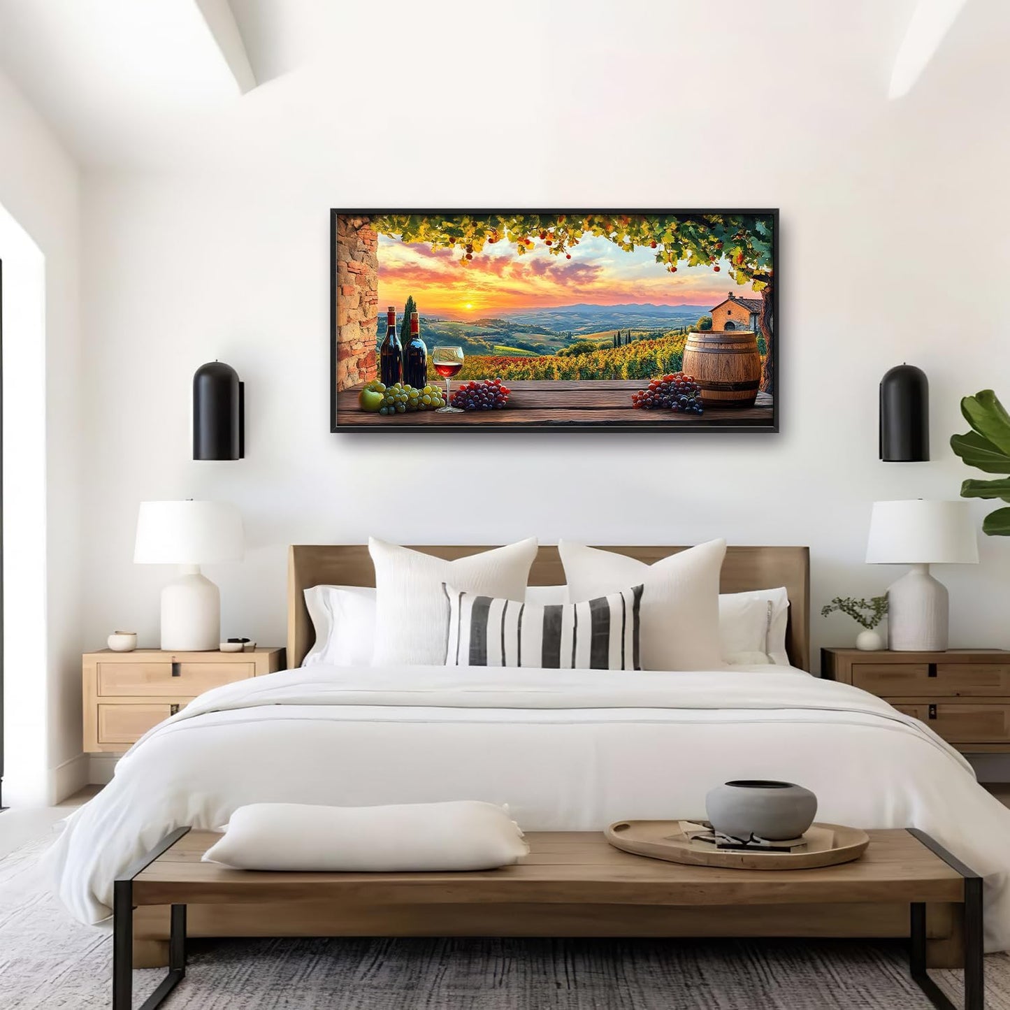 Large Sunrise Landscape Wall Art for Living Room, Sunset Scenery Canvas Oversized Wall Decor for Dining Room, Farmhouse Framed Pictures Painting Print Artwork for Bedroom Office 60L" x 30W"