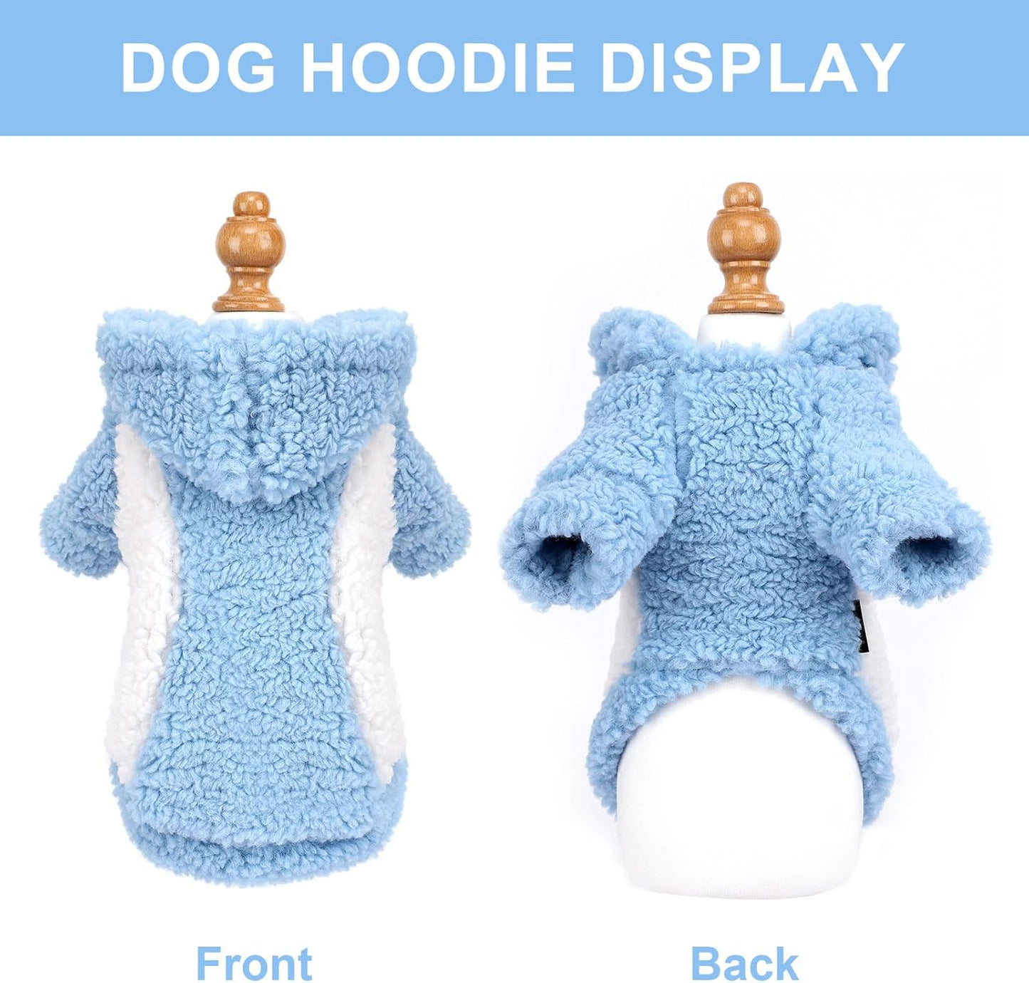 YIKEYO Dog Hoodie Pet Clothes Sweater with Hat Soft and Warm Cold Weather for Small Patchwork Hood(Blue, Small)