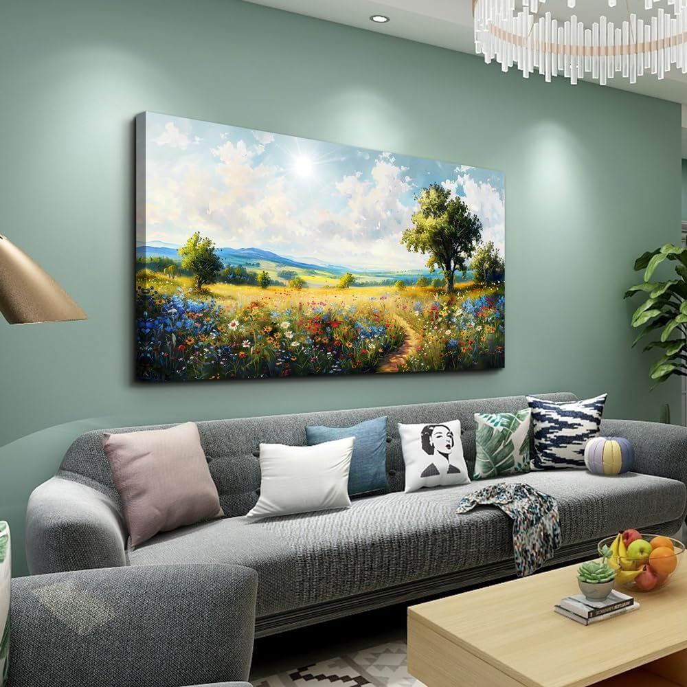 hyidecorart Large Wall Art For Living Room Bedroom Wall Decor Pictures Artworks Nature Field Scenery Abstract Painting Modern Wall Decorations For Office Canvas Prints Home Art Decor Ready To Hang