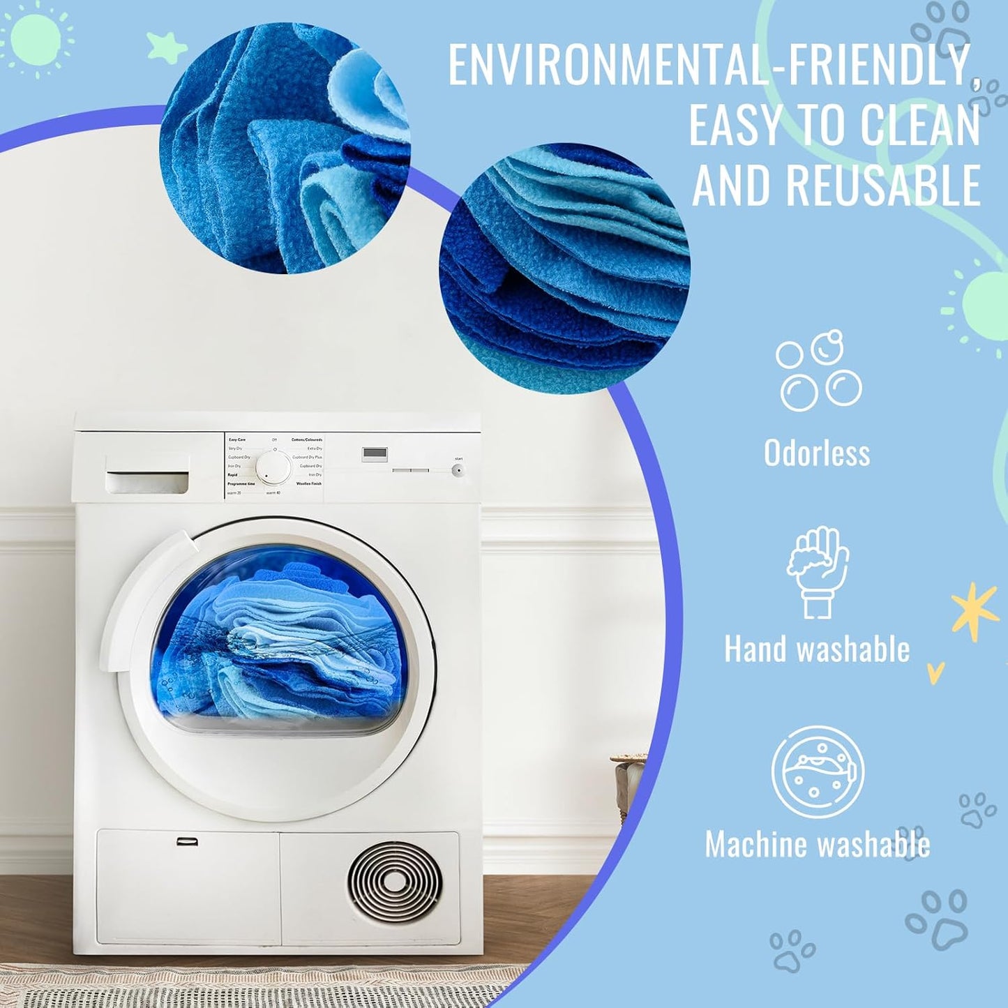 Pet Snuffle Ball, Puzzle Sniffing Interactive Dog Ball for Blind Dogs Training Stress Relief Dog Enrichment Toys Treat Machine Washable (Ocean Blue, 10cm)