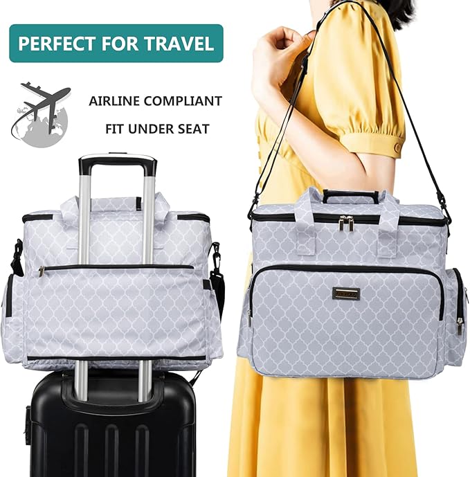 BAGLHER Dog Travel Bag, Pet Travel Bag (ALL Pet Travel Supplies), With 2 Pet Food Containers and 2 Collapsible Silicone Bowls; Essential Kits for Pet Travel DLwhite