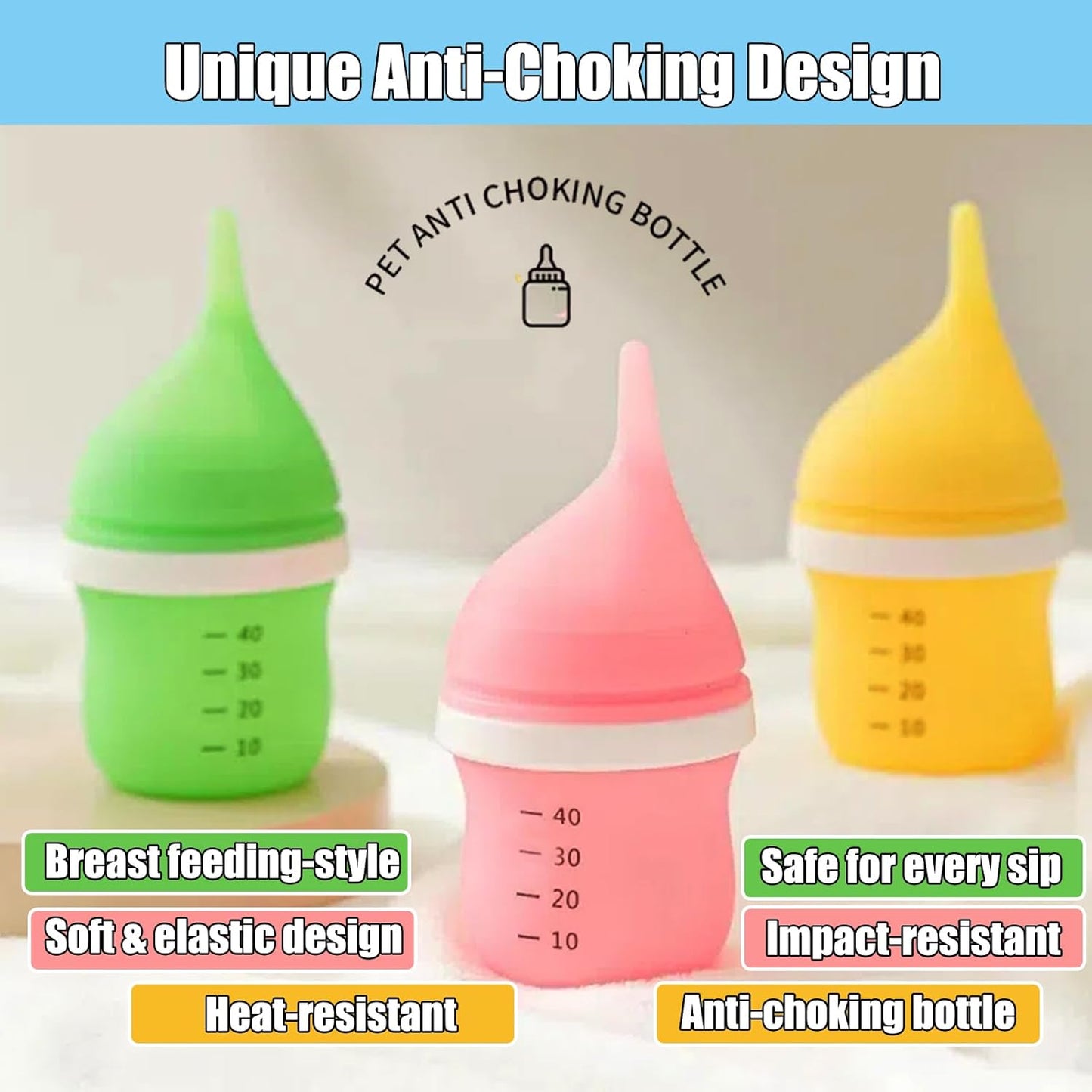Kitten Bottles for Nursing,Puppy Bottles for Nursing Puppy Milk, Anti-Choking Puppy Feeder Design, 2 Extra Replaceable Silicone Nipples for Convenient Replacement (Green)