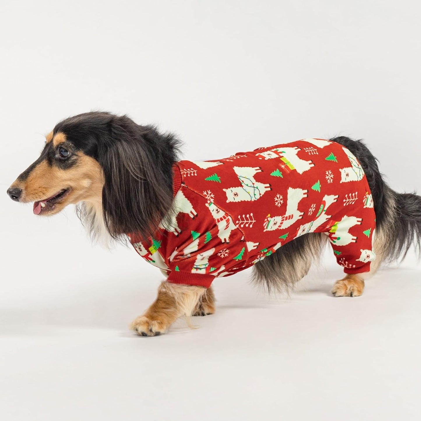 Fitwarm Christmas Alpaca Dog Pajamas, Christmas Clothes for Small Dogs Boy Girl, Holiday Pet Outfit, Red, Green, White, Small