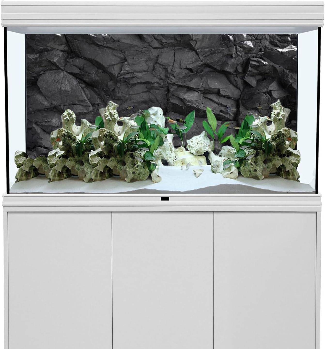 AWERT 72x18 inches Stone Aquarium Background Black Rock Fish Tank Background Rocky Terrarium Background Vinyl