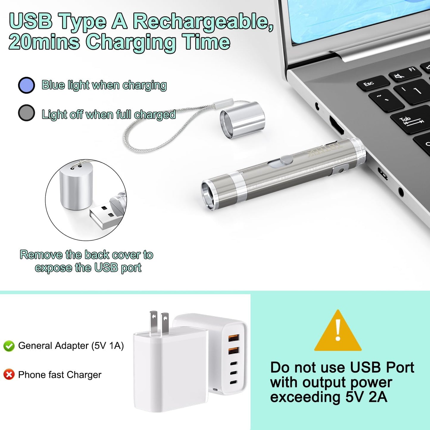 TBTeek Cat Toys, USB Rechargeable Kitten Toy, 3 Light Modes & 5 Adjustable Patterns, Portable Interactive Pet Dog Cat Mouse Toy for Fun Chase Play Exercise