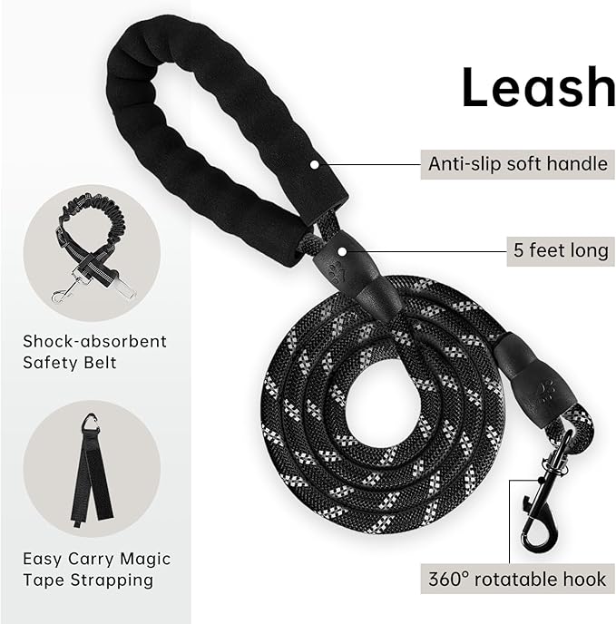 IVY&LANE No Pull Dog Harness with Leash Set, Reflective No Choke Pet Vest,Adjustable Oxford Dog Vest Harness with Easy Control Handle for Large Dogs (Vintage Blue,L)