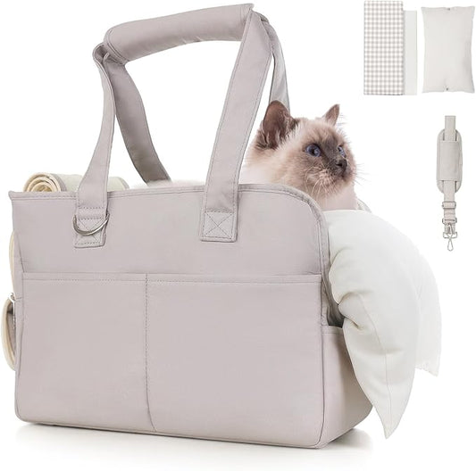 Dog Carriers for Small Dogs, Soft Sided Folding Small Dog Carrier for Dogs Medium Cats Puppies up to 13 Lbs, Washable Breathable Puppy Carrie Carrier for Outdoor Travel (Small Gray)