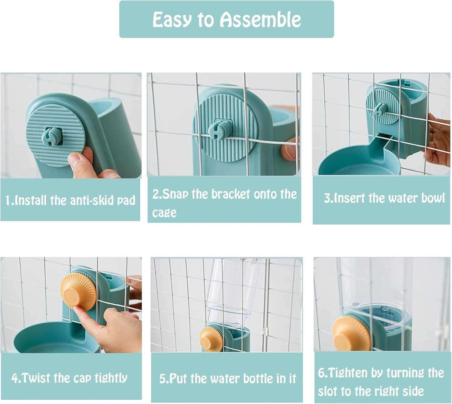 Hanging Automatic Rabbit Water Dispenser, Auto Dog Kennel Water Dispenser 35OZ Gravity Bunny Feeder, Dog Cage & Crate Waterer for Rabbit Guinea Pig Hedgehog Ferret Kitty Puppy