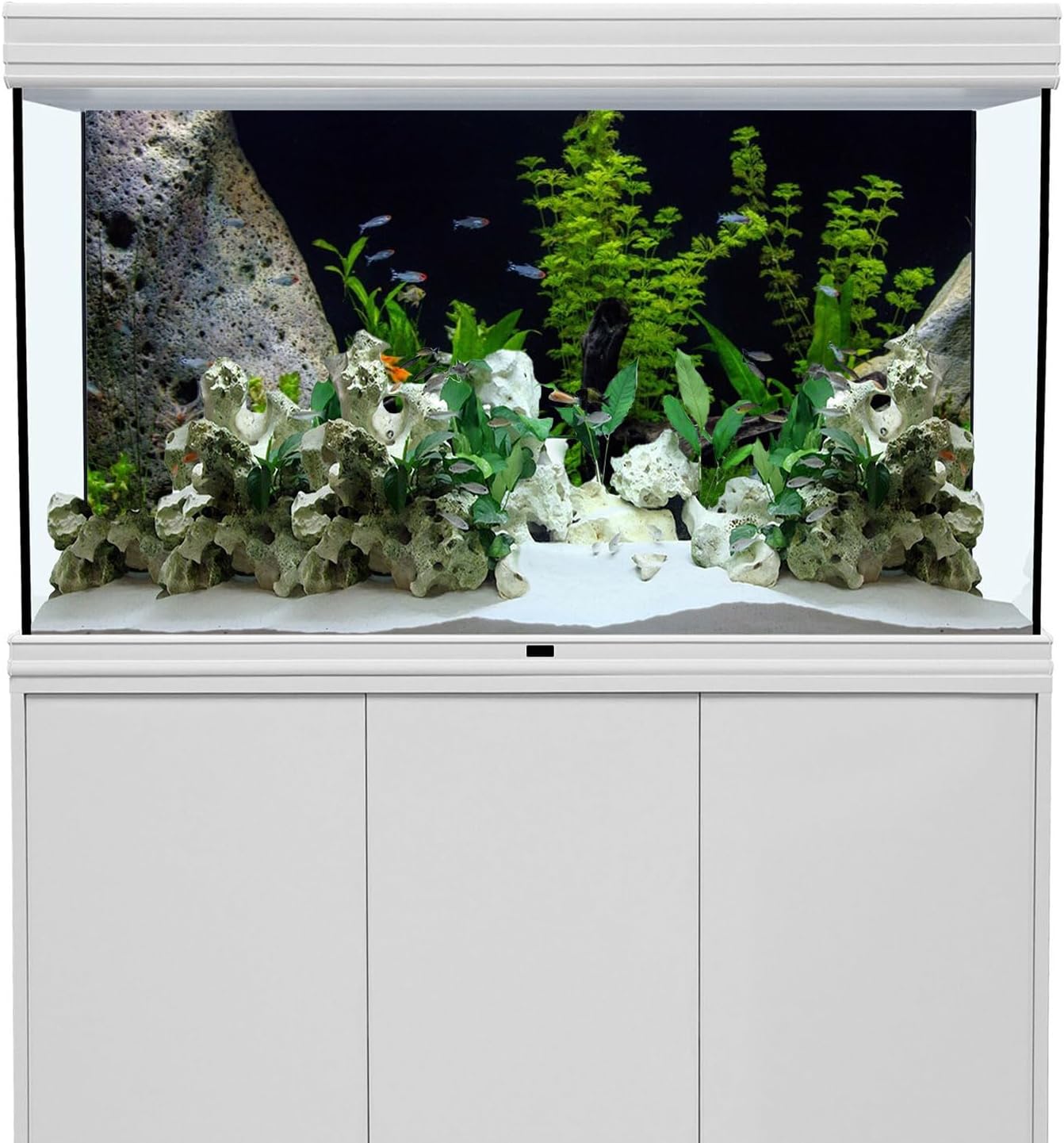 AWERT Vinyl Underwater Aquatic Plant Fish Tank Background Stone River Bed & Lake Aquarium Background 36x24 inches