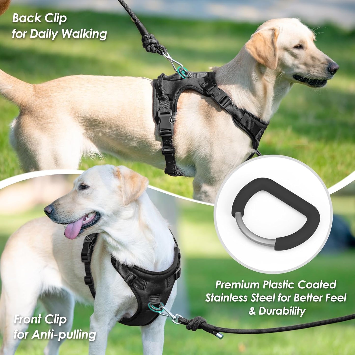 No Pull Dog Harness, Puppy Vest with Front Clip for Small Medium Large Sized Dog(Black,XS)