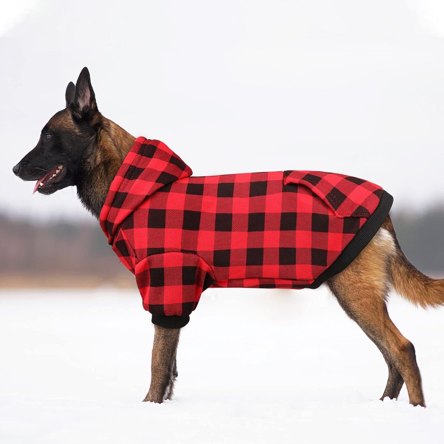 Dog Hoodie Sweater Red Buffalo Plaid Pet Clothes Warm and Soft Breathable Cozy Pet Hoodies for Large Dogs Dog Sweaters for Extra Large Dogs with Pocket(XL)