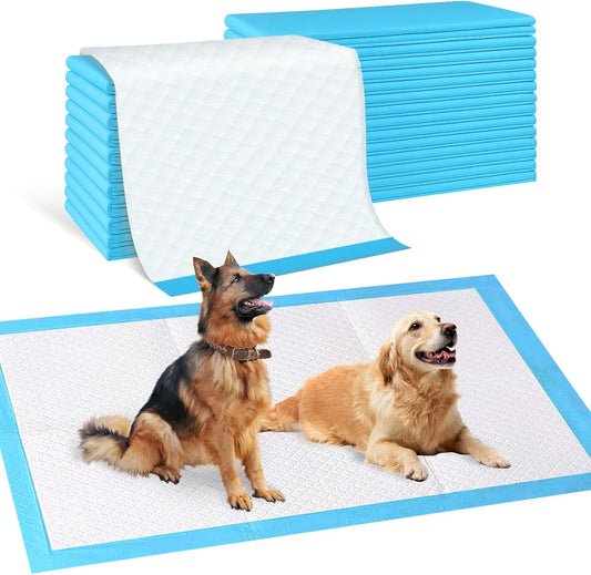 Pee Pads for Dogs & Cats, Extra Large 36"X51", 40 Count, Blue, Polymer, Polyethylene (PE), Fluff Pulp, 6 Layers, Disposable Pet Training Pads