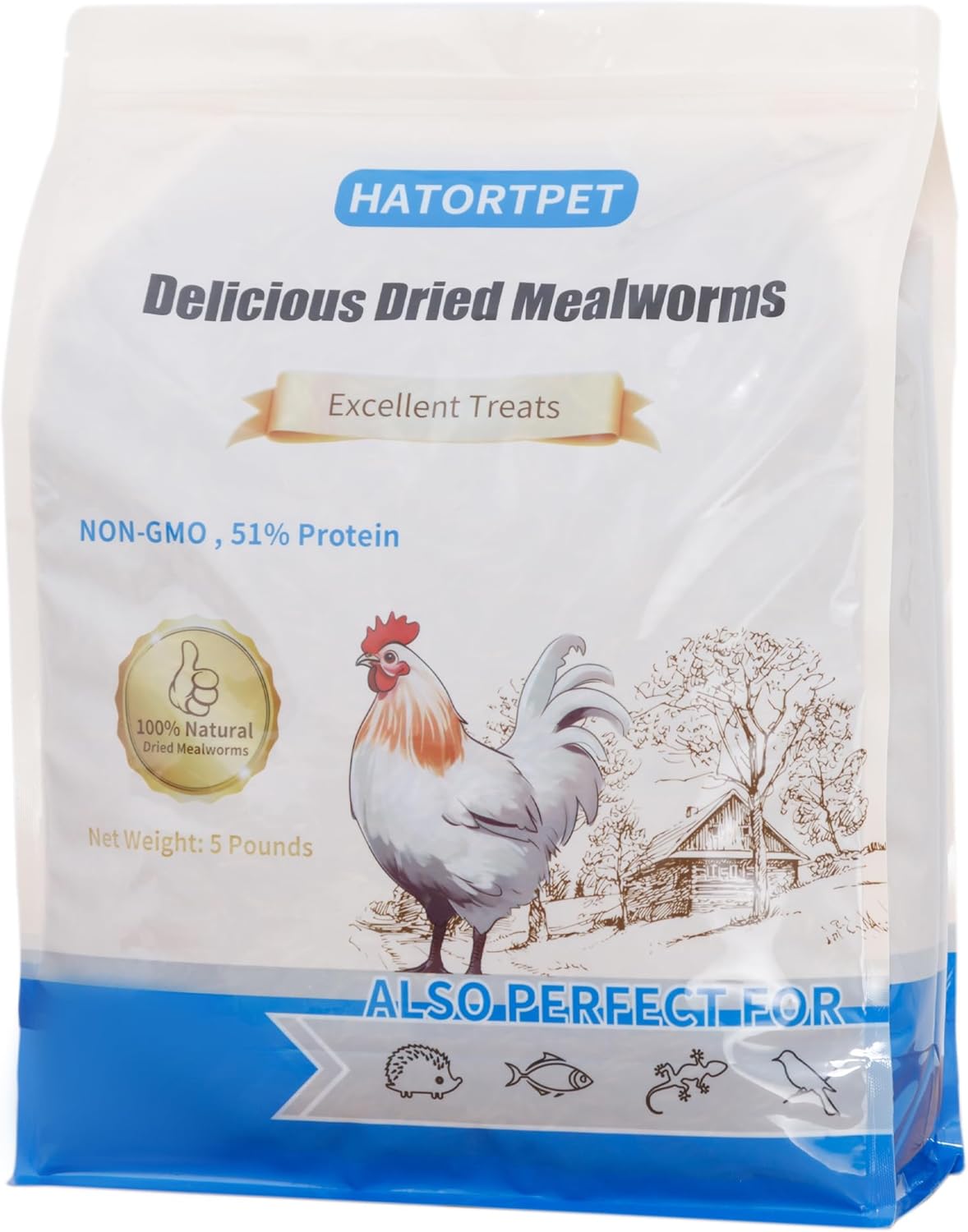 Dried Mealworms 5LB Pure Natural Non-GMO Mealworms for Chickens High Protein Chickens Feed Meal Worms for Laying Hens Wild Birds