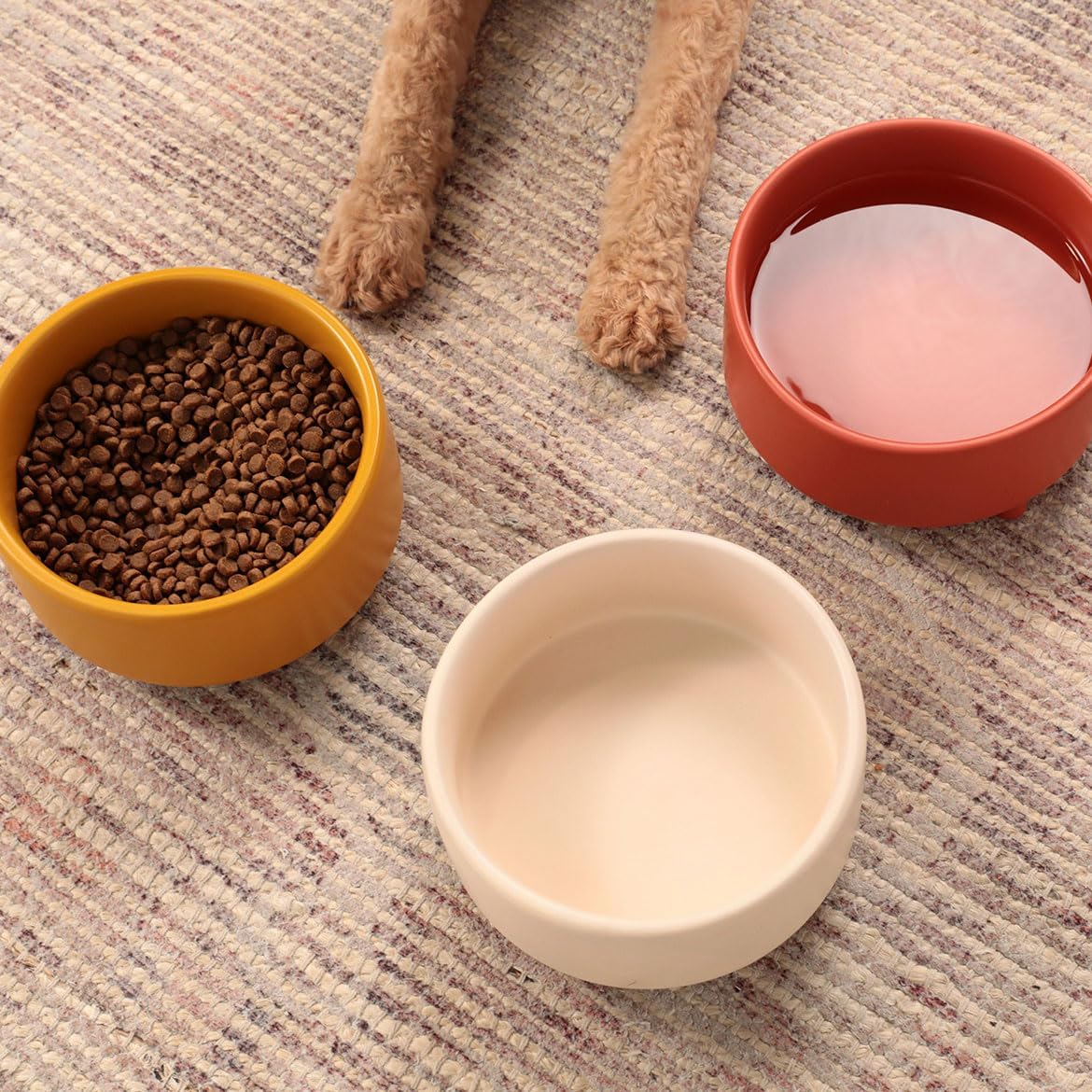 Waggo Uplift Ceramic Dog Bowl for Small Medium and Large Breeds - Heavyweight and Durable Pet Food and Water Dish Crock, Dishwasher Safe, Modern, Elevated Feeder (Buttercream, Medium)