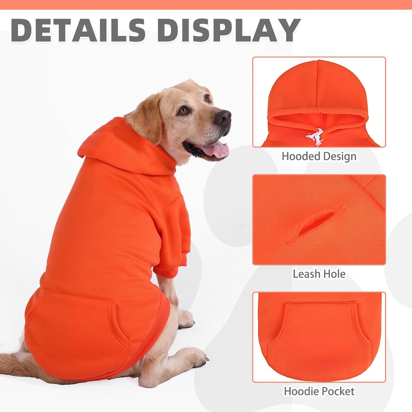KOOLTAIL Fall Dog Hoodie - Soft & Warm Dog Thanksgiving Sweater with Leash Hole and Pocket, Pet Winter Coat, Cold Weather Clothes Sweatshirt for Small Medium Large Dogs Puppy Cat Boys Girls, Orange XS