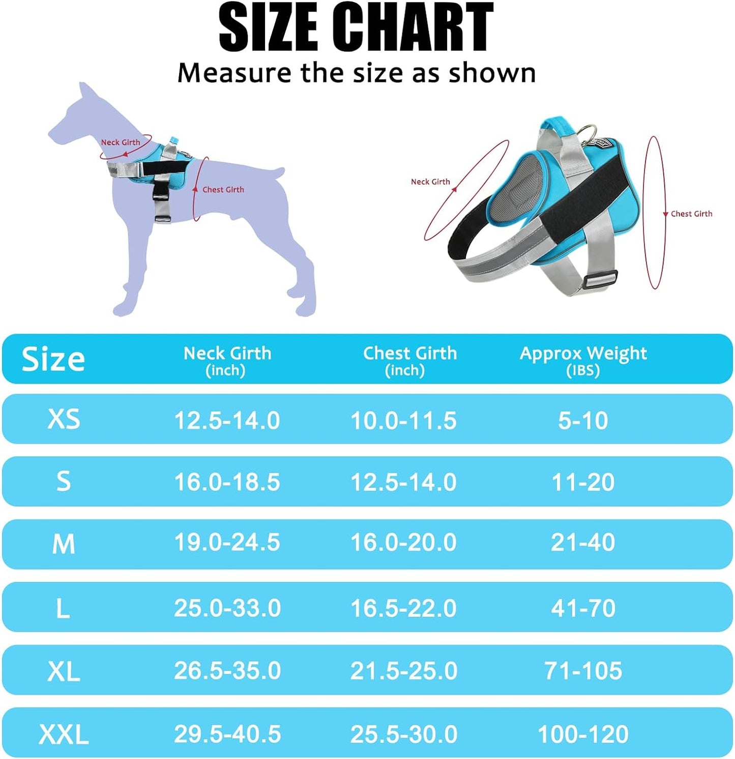 Bolux Dog Harness, No-Pull Reflective Dog Vest, Breathable Adjustable Pet Harness with Handle for Outdoor Walking - No More Pulling, Tugging or Choking (OceanicBlue, X-Large (Pack of 1))