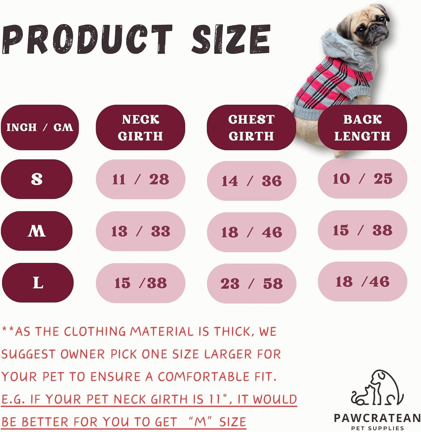 Cute Sweater for Dogs and Cats Soft Flannel Pet Outfit Warm and Cozy Animal Hoodie Small to Large Pet Clothes for Halloween Parties and Everyday Wear (Large, Pink Checkered with Hat)
