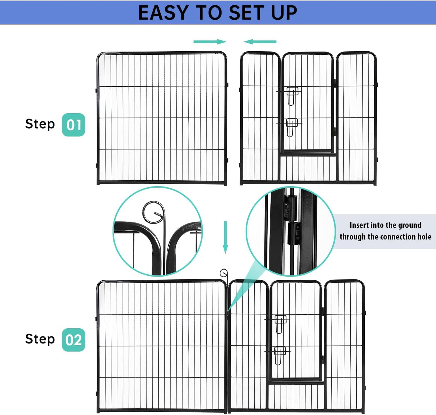 BestPet Dog Playpen Indoor 32 inch 32 Panels Metal Dog Pen Pet Dog Fence Outdoor Exercise Pen with Doors,Pet Puppy Playpen for RV Camping Yard, Black
