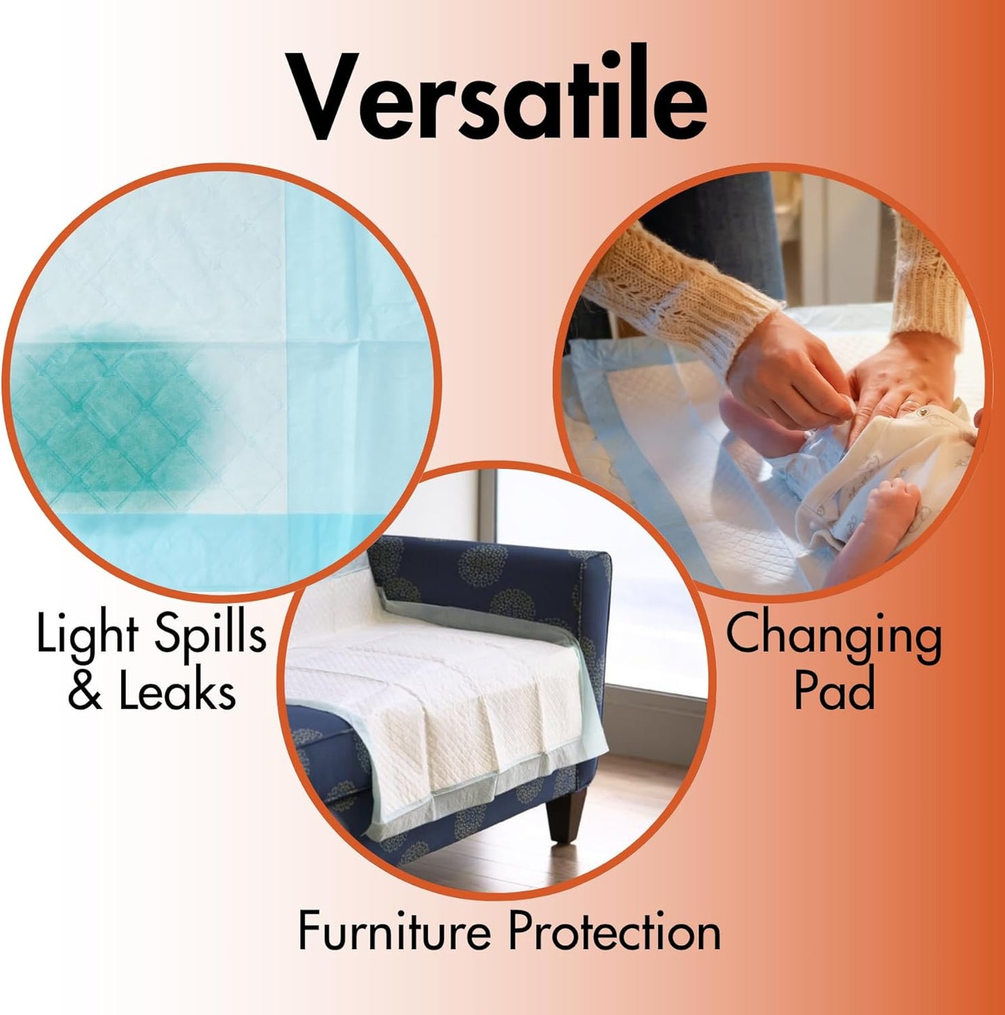 Caring Disposable Underpads 30 x 30 in, Light Absorbency Bed Pads, Chucks Pads, Puppy Pads, Baby Changing Pads, Incontinence Underpads for Adults, Pets, Babies, 10 Count Pack