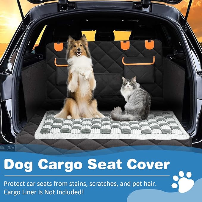 VClife Plaid Dog Car Bed Mat, Non-Slip Backseat Extender Pet Blanket, Washable Dog Bed Mat for SUVs, Sedans & Small Trucks, Portable Travel Pad for Dogs, Wear Resistant, Pet Friendly, Gray, 51"×23.6"