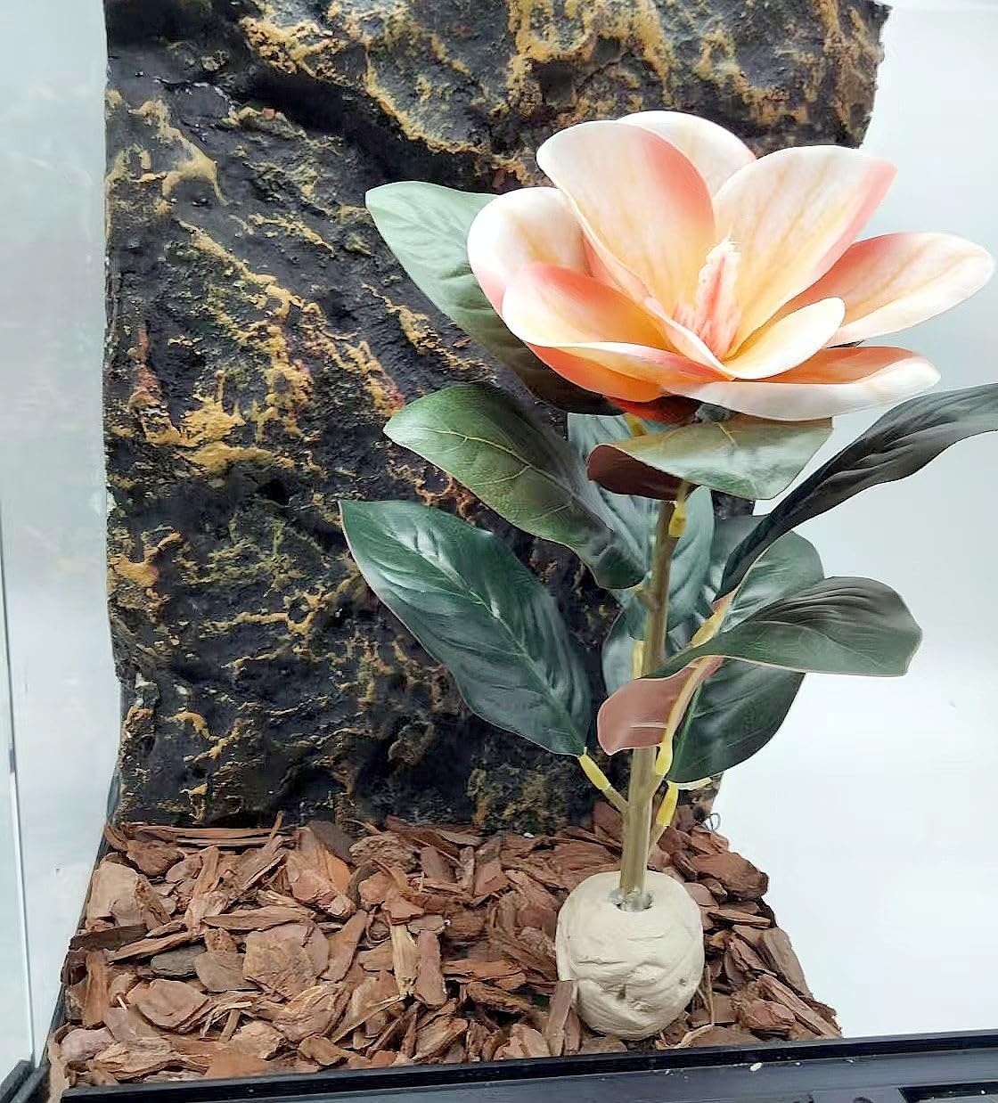 Reptile Plants Terrarium Reptile Tank Decorations for Bearded Dragon Lizard Snake Geckos Chameleon Amphibian Habitat Terrarium Decor (Pink)