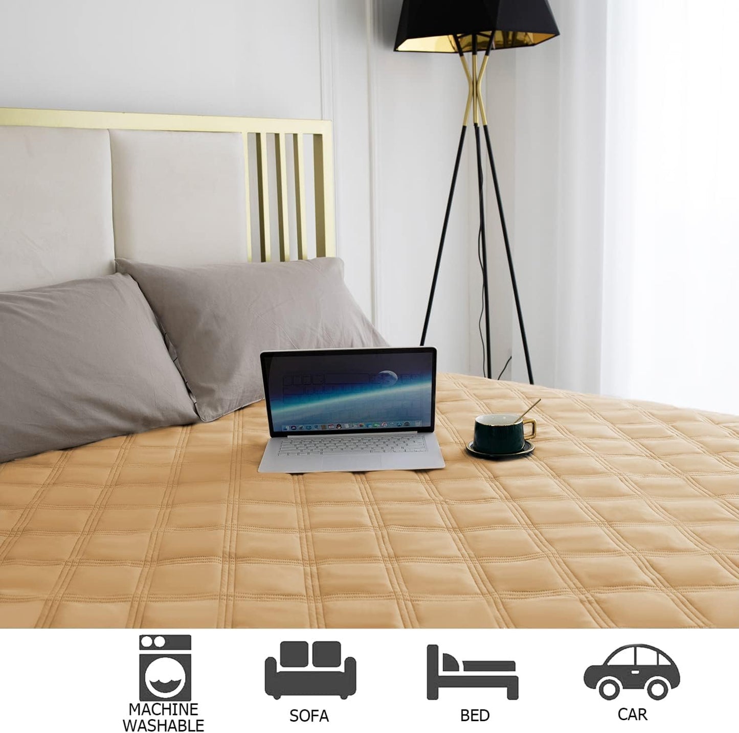 Ameritex Waterproof Dog Bed Cover Pet Blanket with Anti-Slip Back for Furniture Bed Couch Sofa (40x50 Inch (Pack of 1), Sand)