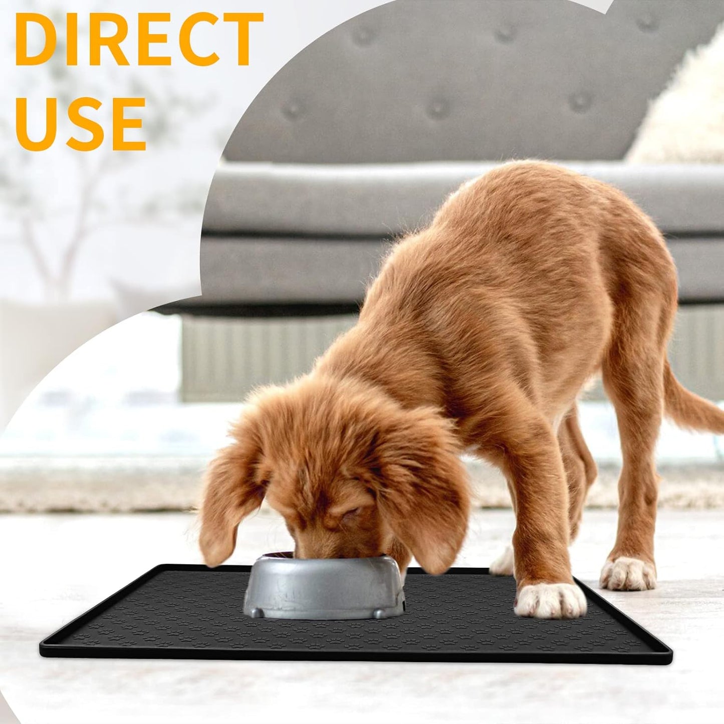Ptlom Silicone Pet Placemat for Dog and Cat, Waterproof Anti-Slip Pet Feeding Bowl Mats for Food and Water, Small Medium Large Tray Mat Prevent Residues from Spilling to Floor, Black, 31.5" 23.6"