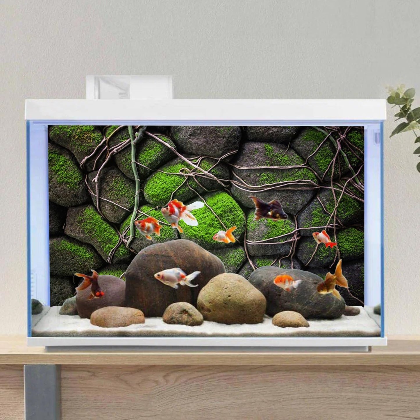 AWERT 72x18 inches Stone Aquarium Background Rock Fish Tank Background Rocky Terrarium Background Vinyl