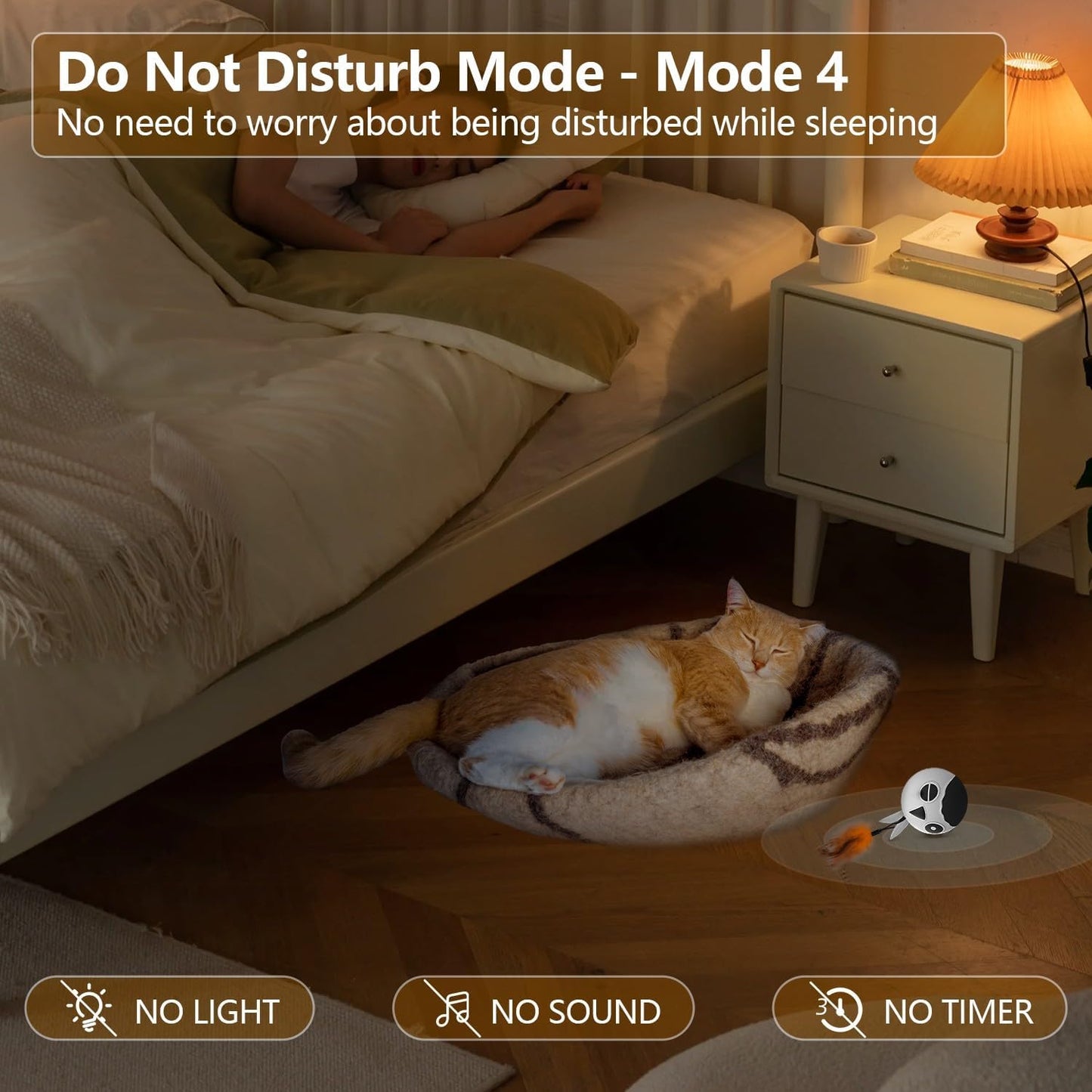 ORSDA Cat Ball Toys, Interactive Cat Toy for Indoor Bored Indoor Cats Kitten Toys, Automatic Electric Bird Moving Ball Toy, 4 Mode Voice & Touch Control Rolling Chirping Stimulating, 2 Feather Tails