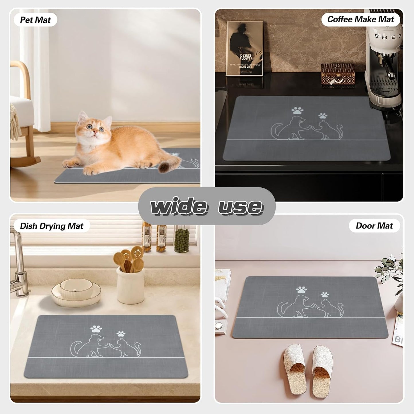 Le courant Dog Bowl Mats, Cat Feeding Mat, Non-Slip Super Absorbent,No Stains Quick Dry Dog Water Dispenser.for Messy Drinkers.Easy Clean.Dog & Cat