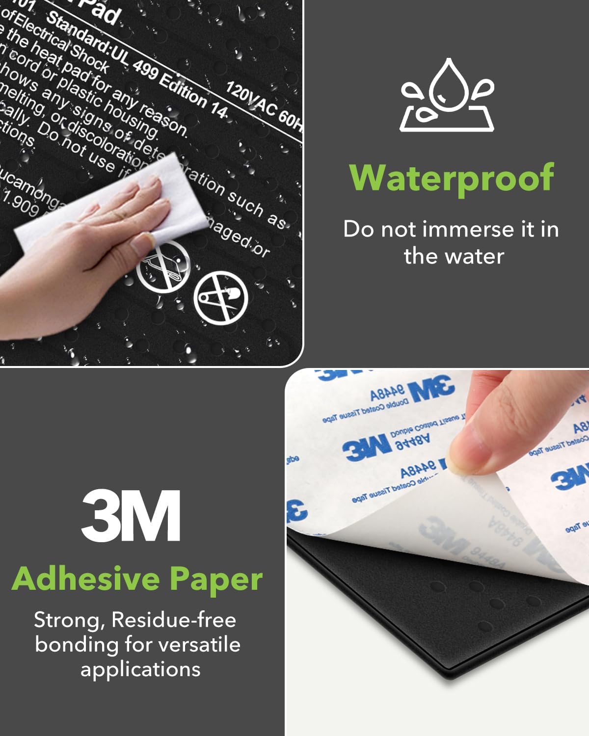 BN-LINK Reptile Heat Pad 8"X12" 16W for 30-40gal Under Tank Terrarium Heating Mat Waterproof for Turtle, Lizard, Frogs, Snake, Hermit Crab