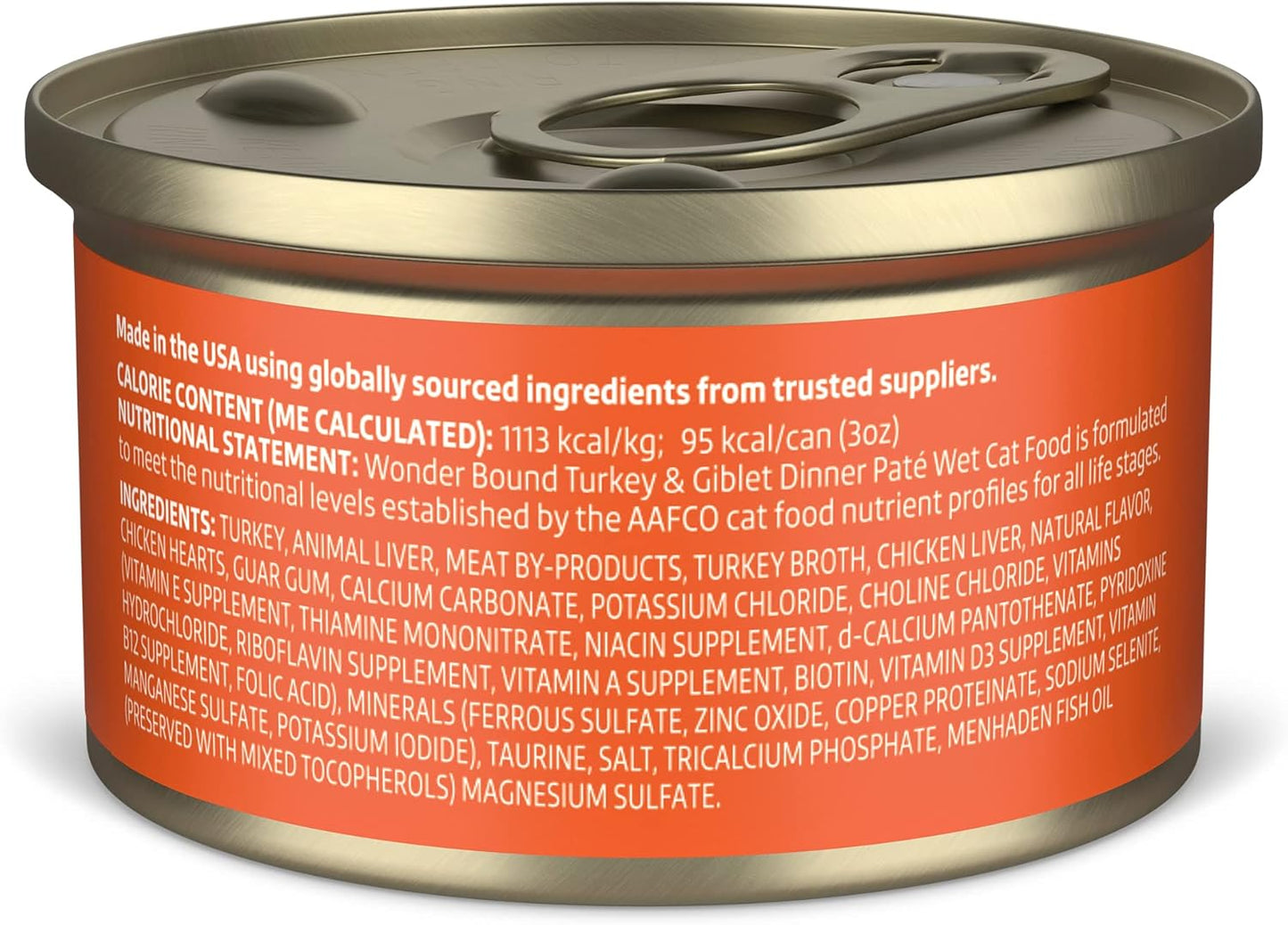 Amazon Brand - Wonder Bound Canned Wet Cat Food (Turkey & Giblet Dinner Paté), No Artificial Flavors, Adult Recipe, 3 Ounce (Pack of 24)