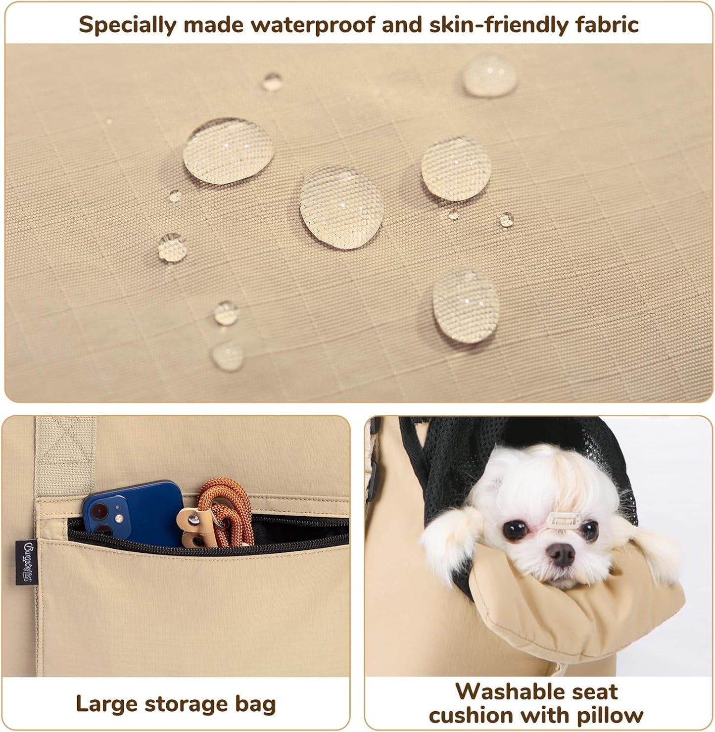 BurgeonNest Dog Purse Carrier for Small Dogs and Cats, Soft Sided Cozy Plush Pet Bag Carrier, 15.7" L x 8" W x 11" H Lightweight Pet Tote Bag with Secure Harness Clip