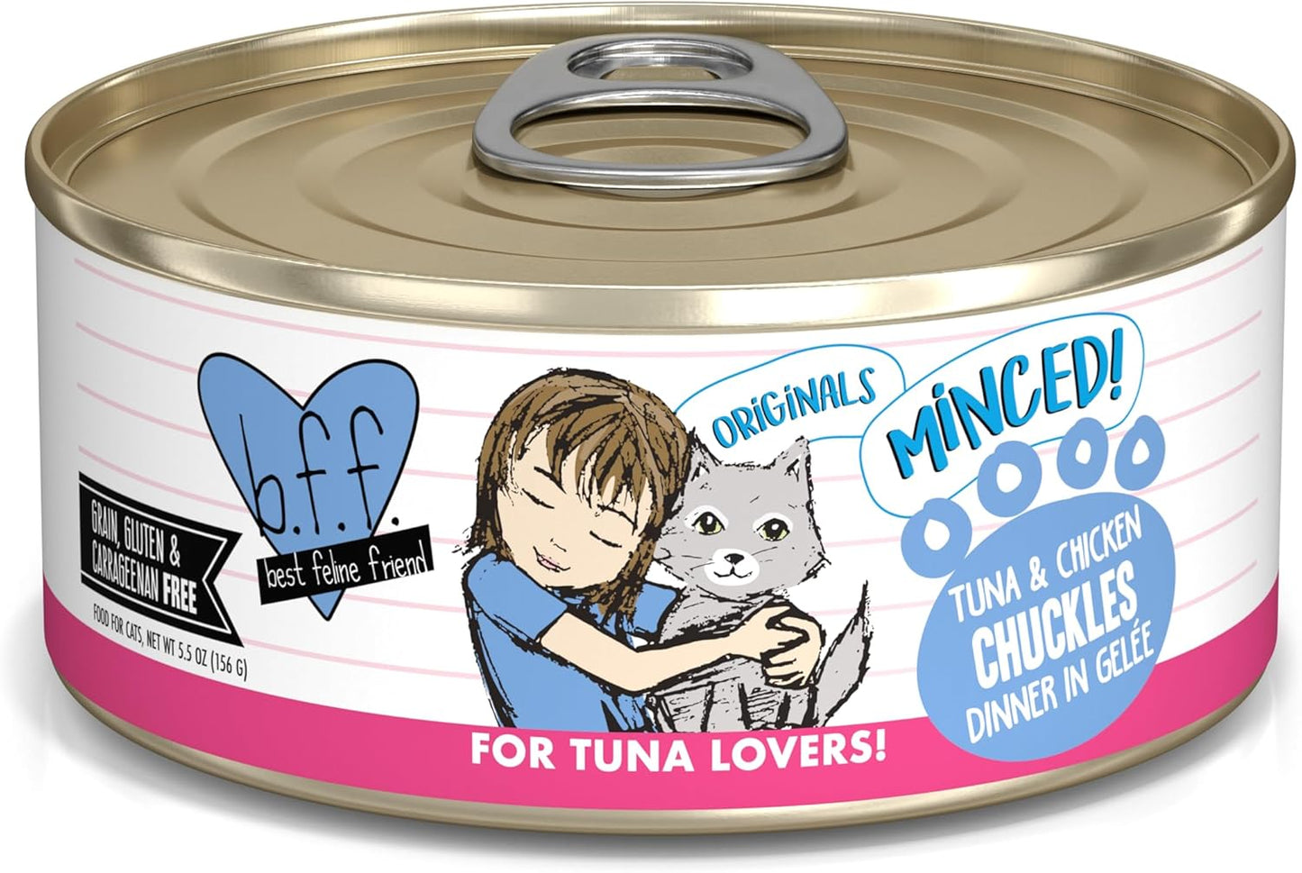 Weruva BFF Minced Natural Wet Cat Food, Tuna and Chicken Chuckles in Gelee, 5.5oz Can, Pack of 24
