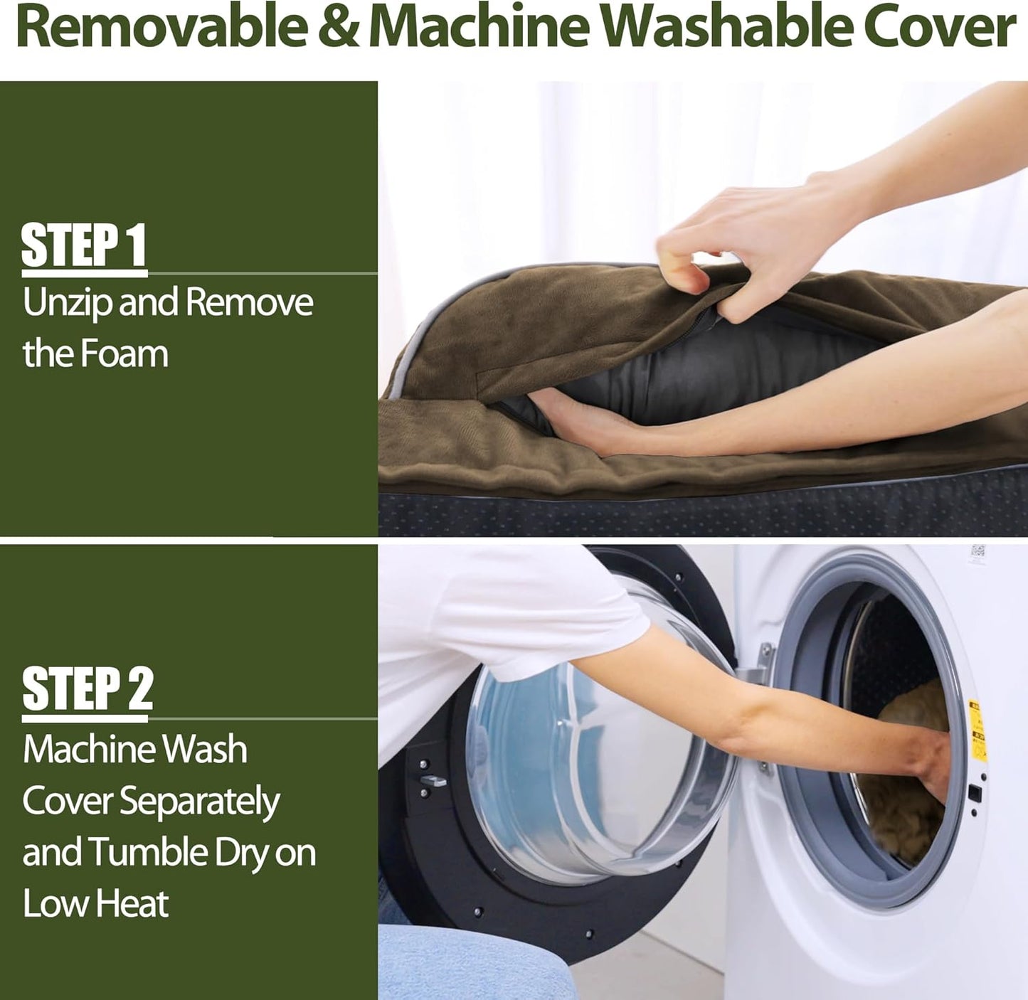 XXL Dog Bed with Bolsters, Waterproof Orthopedic Dogs Beds for Extra Large Dogs, Memory Foam XLarge Dog Beds with Removable Washable Cover, Nonskid Bottom (XX-Large,Brown)