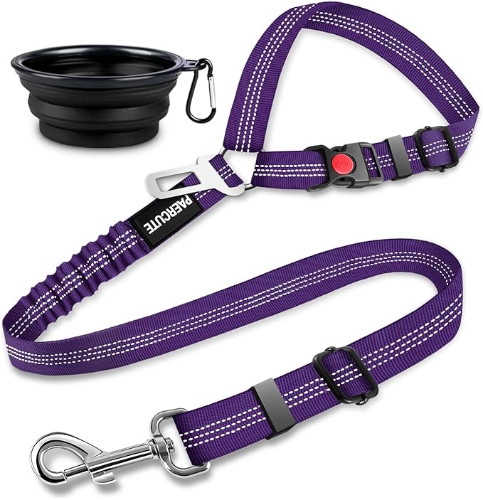 2 Piece Set Dog Seat Belt - Retractable Car Seatbelts, Adjustable Pet Restraint for Vehicle Headrest, Heavy Duty, Elastic & Durable Harness