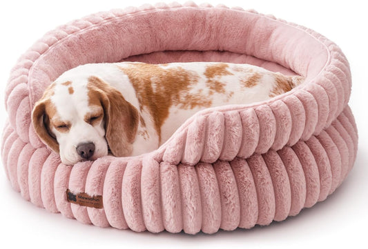 MEWOOFUN Dog Bed for Medium Dogs, Washable Large Cat Beds for Indoor Cats, Donut Pet Bed for Dogs and Cats with Anti-Slip Bottom (Pink, 27"x27"x10")