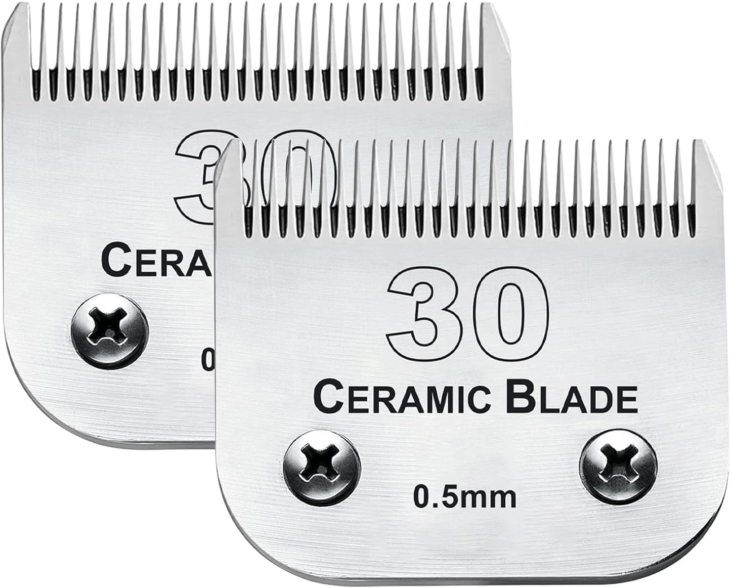 2Pack 30 Blade Dog Grooming Clipper Blades Compatible with Andis/Wahl/Oster Dog Clippers,Detachable Stainless Steel Blade,Size-30, 1/50-Inch Cut Length (64260)