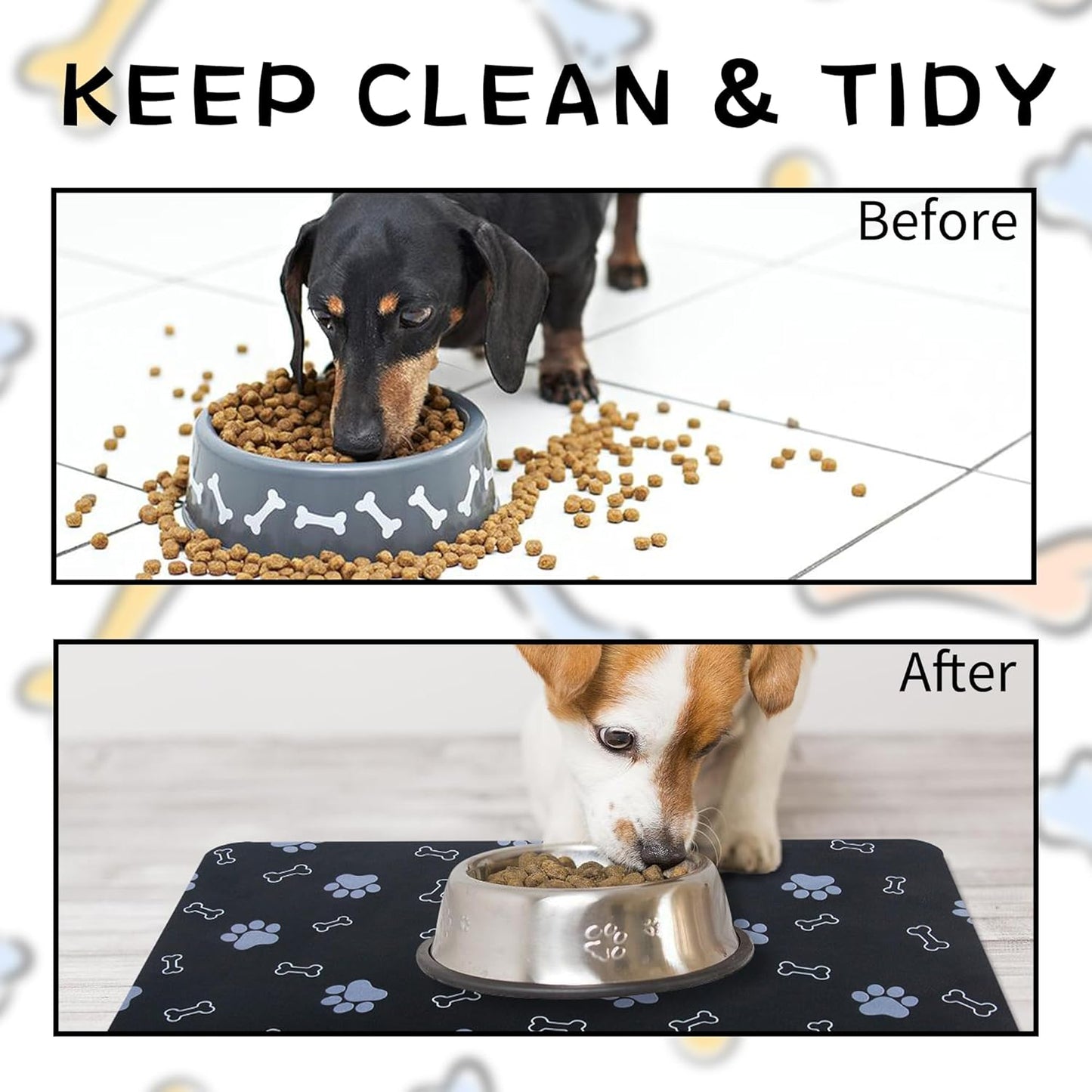 Pet Cat Dog Food Mat Non Slip Mat for Dog Water Bowl Mat Quick Dry Absorbent Cat Feeding Mat, 18.1 * 11.8 in, Dark Grey