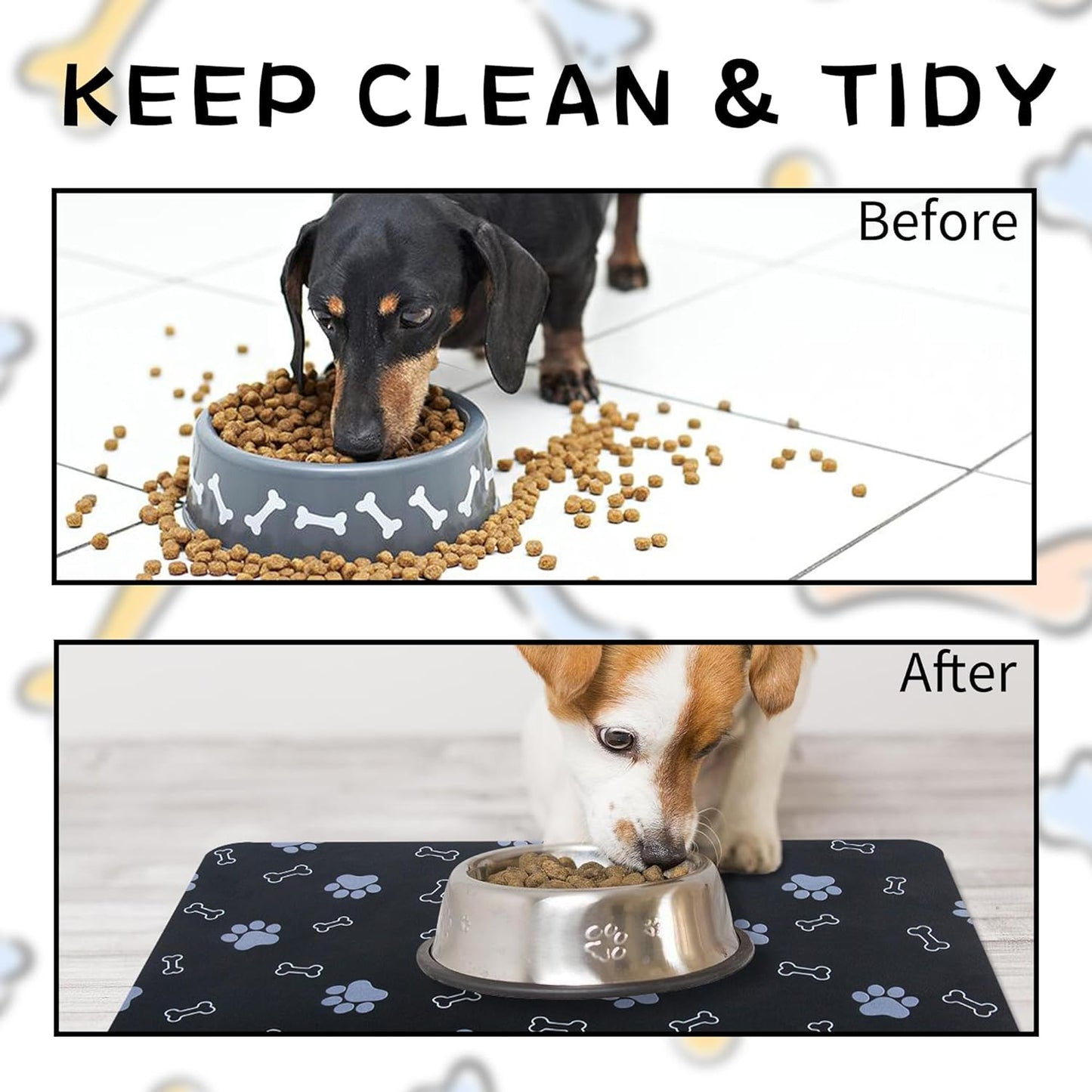 Pet Cat Dog Food Mat Non Slip Mat for Dog Water Bowl Mat Quick Dry Absorbent Cat Feeding Mat, 24 * 16.9 in, Dark Grey