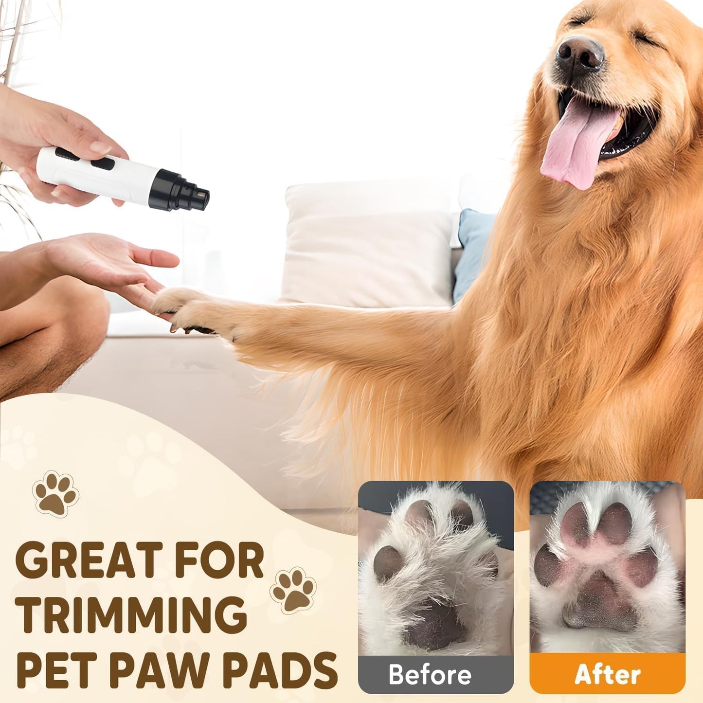 Silent Groom Pro Nail Grinder, 2025 New Electric Dog Nail Trimmer, Pet Nail Grinder for Dogs Cats, Rechargeable Dog Nail Clippers, Pet Paws Grooming & Smoothing Tool