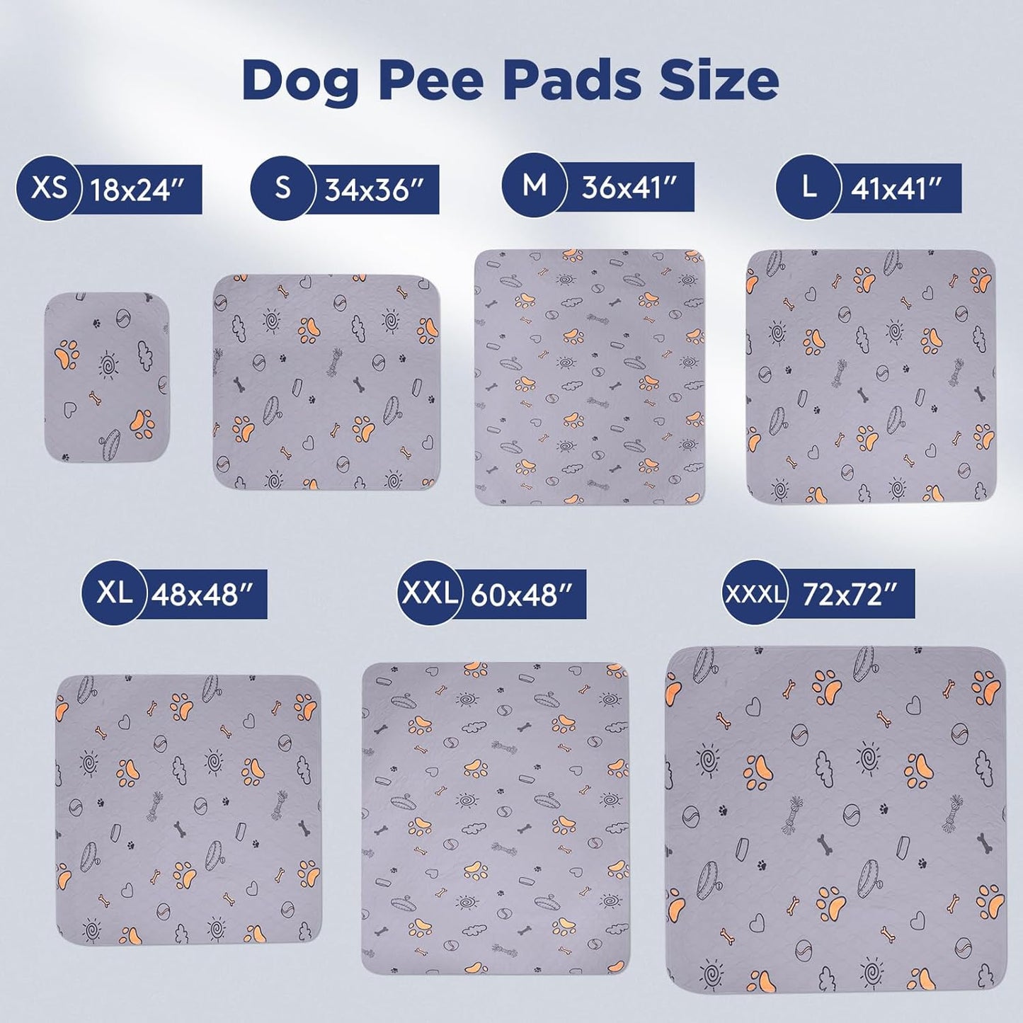 Washable Pee Pads for Dogs, 2 Pack Large 34"x36" Super Absorbent Reusable Puppy Pads Pet Training, 100% Waterproof Non-Slip Pad Whelping Dog Playpen Crate Mat for Potty