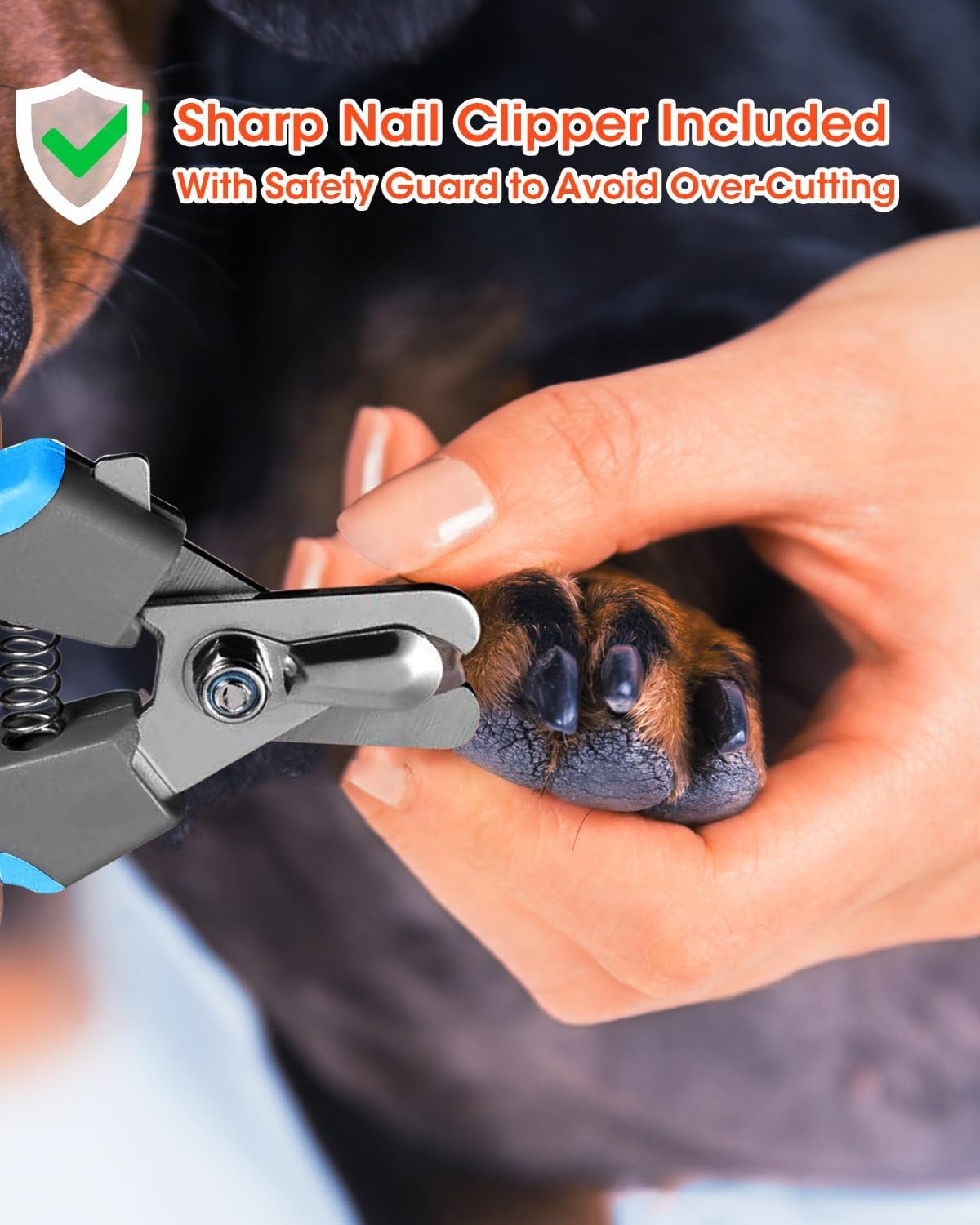 Super Powerful Dog Nail Trimmers and Dog Nail Clippers Combo, Ultra Quiet, 3 Speeds, 4 Bright Lights, with Travel Lock, for Small, Meddium and Large Dogs, Cats and Small Animals