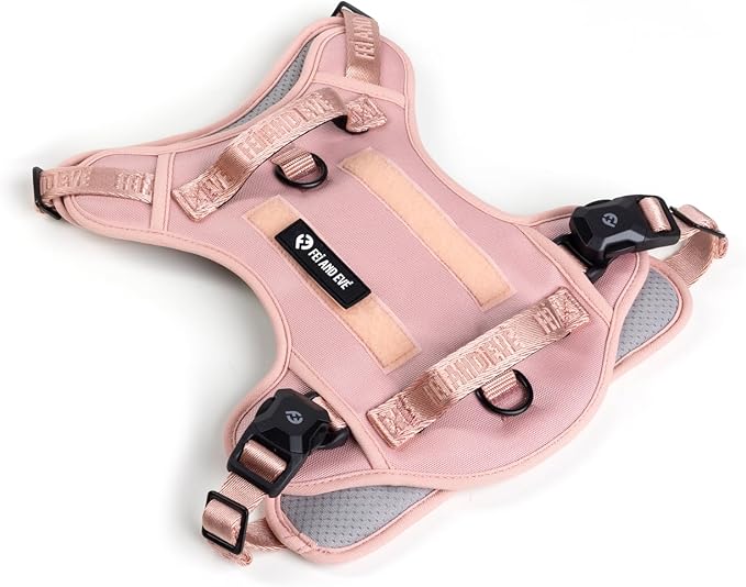 2025 New Edition, Fei & Eve MagEase Dog Harness - 3-Second Magnetic Buckles | 3-Point No-Pull Control | Heavy-Duty 900D Nylon | Dual Safety Handles | Breathable Mesh | Adjustable Fit | Small, Pink