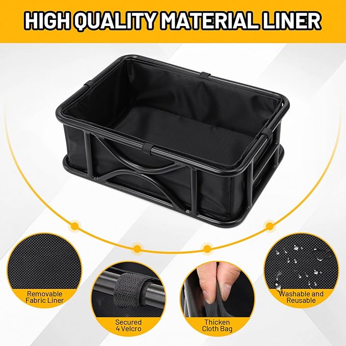 Heavy Duty Rear Bike Basket for Adults, Bicycle Cargo Basket with Removable Liner, Waterproof Cover & Cargo Net, Universal Fit for E-Bike, Mountain Bike, Dog Carrier