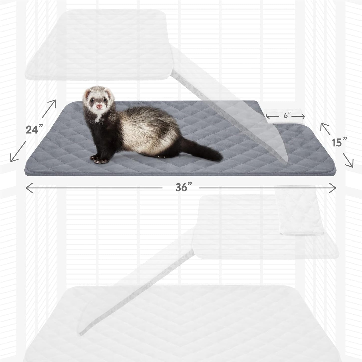 Paw Inspired Fitted Fleece Liner for Ferret Nation, Critter Nation Cage for Ferrets, Rats, Chinchillas, Hedgehogs & Other Small Animals (Gray, Top Pan Liner)