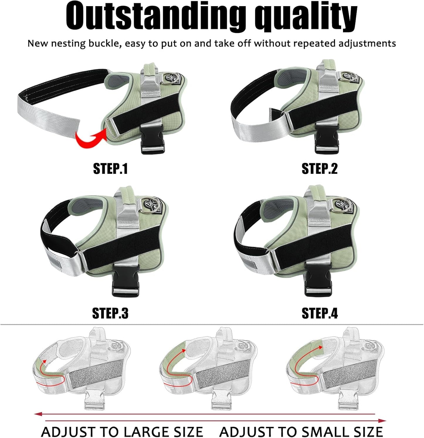 Bolux Dog Harness, No-Pull Reflective Dog Vest, Breathable Adjustable Pet Harness with Handle for Outdoor Walking - No More Pulling, Tugging or Choking