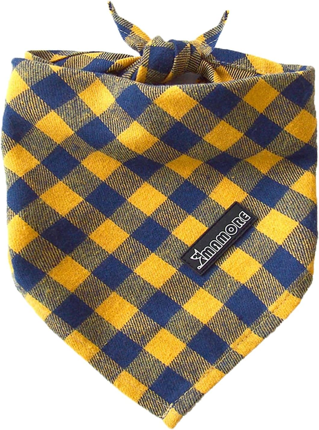 Adjustable Plaid Dog Bandanas,1PC Soft Washable Cotton Triangle Bib Kerchief Scarfs for Small Medium Large Dogs and Cats(Square Yellow, Small)