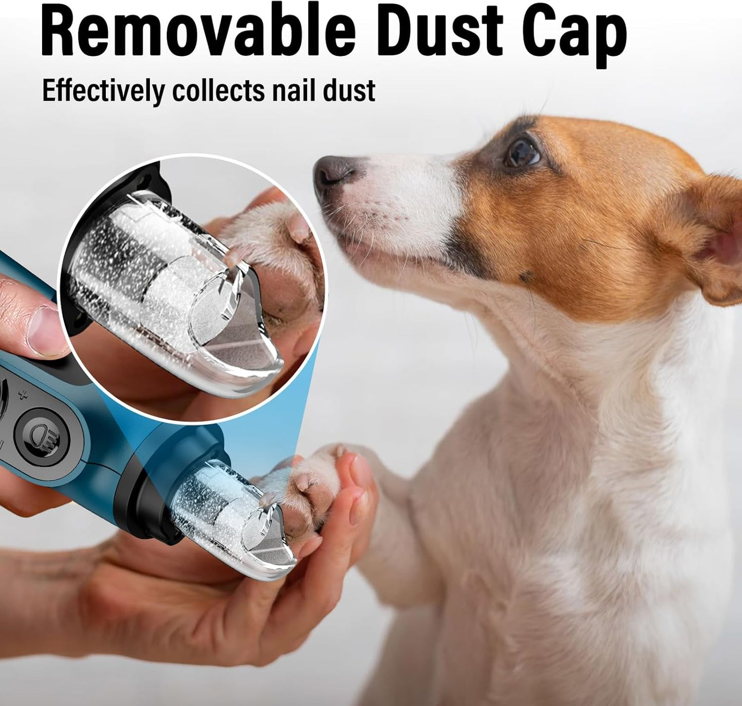 Casfuy Smart 6-Speed Dog Nail Grinder - 50% More Power Pet Nail Grinder with 2 LED Lights Quiet Rechargeable Electric Dog Nail Trimmers File Toenail Grinder for Large Medium Small Dogs & Cats (DB)