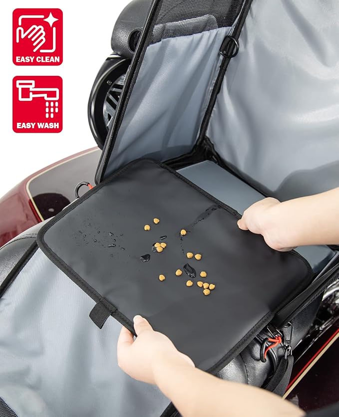 KEMIMOTO Motorcycle Dog Cat Carrier Bags Upgraded for Less Than 20 lbs Pets Carriers Portable Capacity Folding Backpack for Street Glide Road King with Passenger Seat Touring Trike Models Can AMS